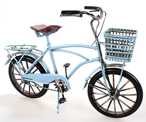 Fahrrad aus Metall 27 cm blau mit Korb Oldtimer Nostalgie Blech Modell Rad Velo von Unbekannt