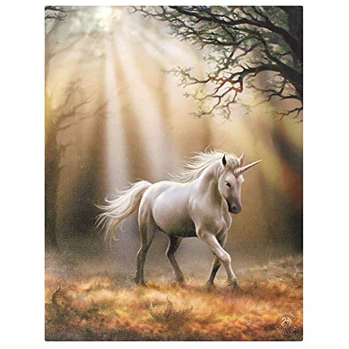 Fantastisches Anne Stokes Design - Glimpse Unicorn - Blick Einhorn – eine gotische Unicorn Gefleckte leicht zu Fuß in einer Gesamtstruktur - Leinwand Bild auf Bild-Wand-Plakette / Wand Kunst von ANNE STOKES