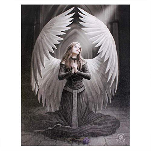 Fantastisches Anne Stokes Design - Prayer For The Fallen - Eine gotische Engel kniend und betend - Leinwand Bild auf Bild-Wand-Plakette / Wand Kunst von ANNE STOKES