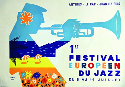 Festival Jazz Antibes Le Cap Juan Les Broins Poster, Reproduktion, Format 50 x 70 cm, Papier 300 g – Verkauf der digitalen Datei HD möglich von Unbekannt