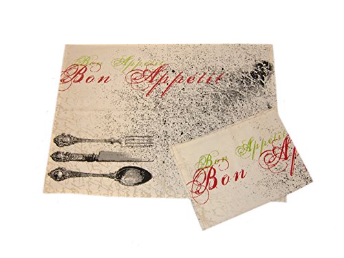 Frank Flechtwaren, 339285: Geschirr-Tuch "Bon Appetit" im 2er Set aus Baumwolle mit trendy Print, 50x70cm groß von FRANK FLECHTWAREN