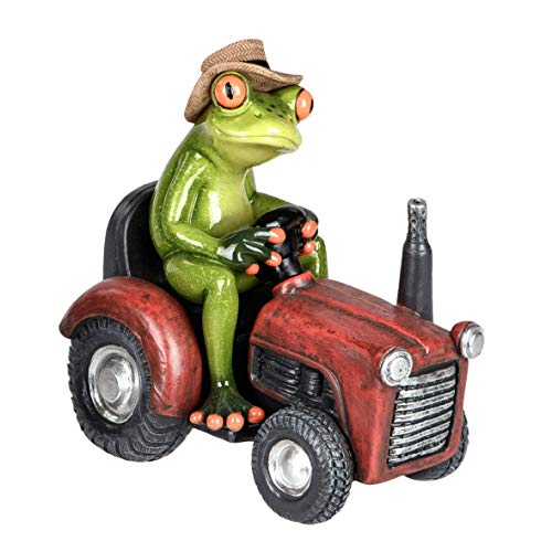 Frosch Bauer auf Traktor rot 16x14 cm Figur Dekofigur Zierfigur Froschfigur Frösche von Unbekannt