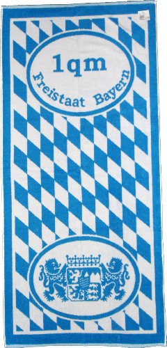 Frottier Handtuch, Motiv: Freistaat Bayern, 50 x 100cm, mit Wappen und Rauten, blau weiss, Frottee (1x 70x150cm 1qm Bayern) von Unbekannt