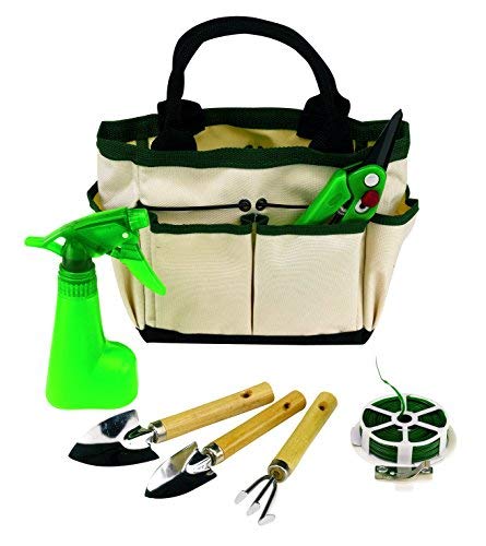 Garten Set Gartenwerkzeug 6teilig mit Segeltuchtasche Harke 2 Schaufeln Rosenschere Wickeldraht und Sprühflasche und Tasche von Unbekannt