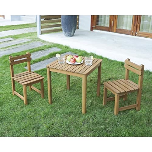Générique Gartenmöbel-Set für Kinder – quadratischer Tisch 65 x 65 cm und 2 Stühle – aus Holz – für Kinder von Unbekannt