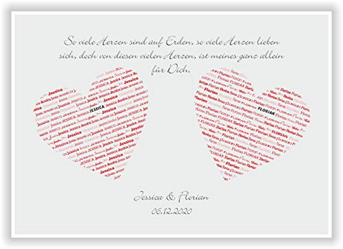 Geschenkidee zur Hochzeit - Valentinstag - Heirat - Verlobung - Braut oder Bräutigam - Wanddeko als Hochzeitsgeschenk - Kunstdruck Bild Geschenk zur Hochzeit - mit Namen und Datum Geschenkidee zur Hochzeit - Valentinstag - Heirat - Verlobung - Braut oder Bräutigam - Wanddeko als Hochzeitsgeschenk - Kunstdruck Bild Geschenk zur Hochzeit - mit Namen und Datum von Druck-Geschenk