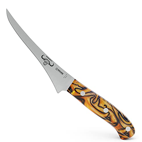 Giesser seit 1776 - Made in Germany - Filetiermesser 17 cm Spicy Orange, PremiumCut Filet No 1, Filiermesser, Acryl, exotisch, rostfrei, deutsches Grillmesser scharf von Giesser