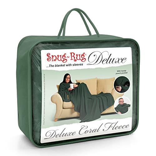 Snug Rug Deluxe Kuscheldecke Mit Ärmeln Für Erwachsene Ärmeldecke Vlies-Decke Mit Ärmel Aus 260gsm Coral-Fleece Superweiches Luxuriöser Weicher Stoff Lange Übergroße Ärmel Mit Tasche (Grün) Snug Rug Deluxe Kuscheldecke Mit Ärmeln Für Erwachsene Ärmeldecke Vlies-Decke Mit Ärmel Aus 260gsm Coral-Fleece Superweiches Luxuriöser Weicher Stoff Lange Übergroße Ärmel Mit Tasche (Grün) von Snug Rug