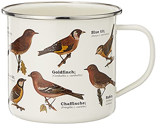 Gift Republic Becher mit Gartenvögel Ecologie Garden Birds Emaille-Tasse, Aluminium, Mehrfarbig, 5 cm von GR Gift Republic