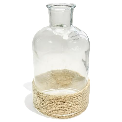 Glas Vase Spray. Flasche mit Rope/Kordel. Ca. 8 x 15 cm. In Weiss -40 von Unbekannt