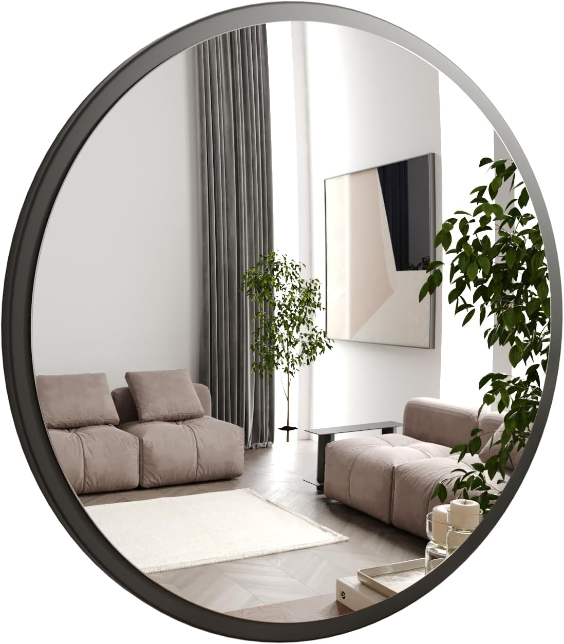 ‎Gozos Spiegel Obejo Wandspiegel Dekospiegel ⌀60cm Industrial Schwarz B-Ware von Unbekannt