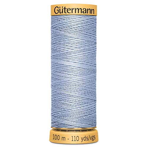 Gutermann Garn aus 100 % natürlicher Baumwolle – 100 m große Auswahl an Farben (puderblau). von Gütermann
