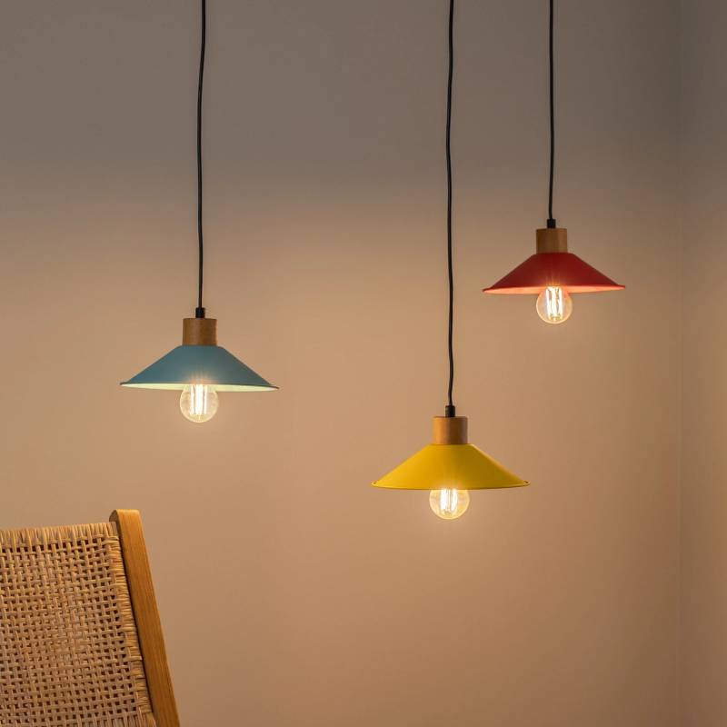 Hängelampe Manavgat N 553 Deckenleuchte Lampe 3 Flammig Gelb Blau Rot B-Ware von Unbekannt