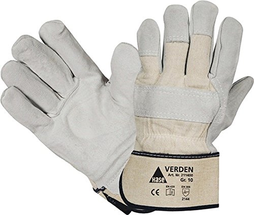 Handschuhe Verden Gr.10 grau/natur Rindspaltleder EN 388 Kat.II Hase, 12 Stück von Unbekannt