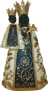 Heiligenfigur Schwarze Madonna, Höhe 15cm, handbemalen von Unbekannt