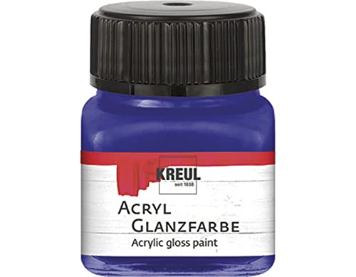 KREUL 79207 - Acryl Glanzfarbe, 20 ml Glas in dunkelblau, glänzend-glatte Acrylfarbe zum Anmalen und Basteln, auf Wasserbasis, speichelecht, schnelltrocknend und deckend von Kreul