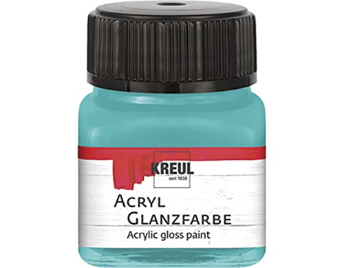Kreul 79227 - Acryl Glanzfarbe, 20 ml Glas in türkis, glänzend-glatte Acrylfarbe zum Anmalen und Basteln, auf Wasserbasis, speichelecht, schnelltrocknend und deckend von Kreul
