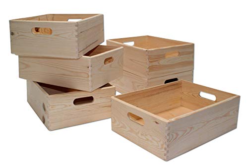 Holz Kiste Allzweck Box 6-Stück Kiefer 40x30x14 cm KYNAST von Unbekannt