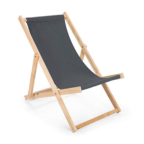 Holz Sonnenliege Strandliege Liegestuhl aus Holz Gartenliege N/2 (Grau) von Unbekannt