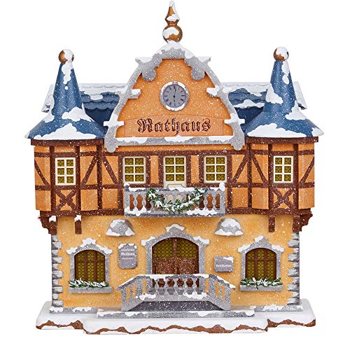 Hubrig Volkskunst - Holzwerkstoff Bauernhaus Bürgermeister Winterhaus Rathaus - 21 cm, Weiß von Hubrig Volkskunst