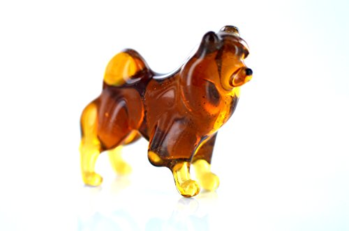 Hund Braun - Figur aus Glas Chow-Chow stehend - 13-2 - Glasfigur Setzkasten Vitrine Glastier brauner Rassehund von Unbekannt