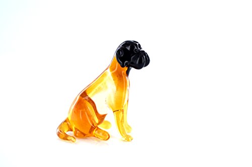 Hund Braun Schwarz - Figur aus Glas Bullmastiff sitzend -b8-10-11- Glasfigur Glastier Deko Setzkasten Vitrine brauner Rassehund mit schwarzer Schnauze von Unbekannt