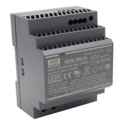 MEAN WELL HDR-100-24 AC-DC Ultra Slim DIN Rail Netzteil CV, schwarz von MeanWell