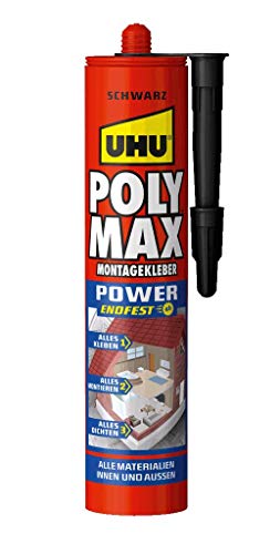 UHU POLY MAX Montagekleber POWER Kartusche, Schwarzer Montageklebstoff und Dichtmittel mit hoher Endfestigkeit, 425 g von UHU