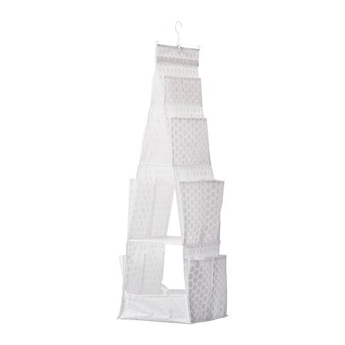 IKEA Hängeaufbewahrung "Pluring" Schranktasche mit 10 Fächern - Feuchtraumgeeignet - mit herausnehmbarem Bügel und Klettaufhängung - Höhe inkl. Aufhänger: 106 cm - BxTxH 30x30x96 cm von Unbekannt