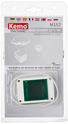 Kemo M152 Regensensor 12 V/DC Relais-Aktivierung bei Berührung mit Wasser. Mit LED-Anzeige. Für Dachfenster, Sonnenmarkisen, Regenmelder. Wasserdicht vergossene Elektronik von KEMO