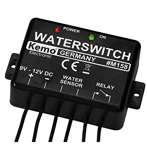 Kemo M158 Wassermelder 9 - 12 V/DC. Integriertes Relais. Steuern von Sirenen, anderen Abschaltrelais usw. Mit LED-Anzeigen. Stromaufnahme <10 mA von Kemo