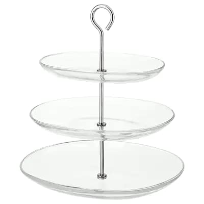 Ikea Glas-Etagere KVITTERA 3-Fach Etagére mit kombinierbaren, abnehmbaren Tellern aus Glas mit hohen Kanten - 27x31x34cm (BxTxH) - spülmaschinenfest von Unbekannt