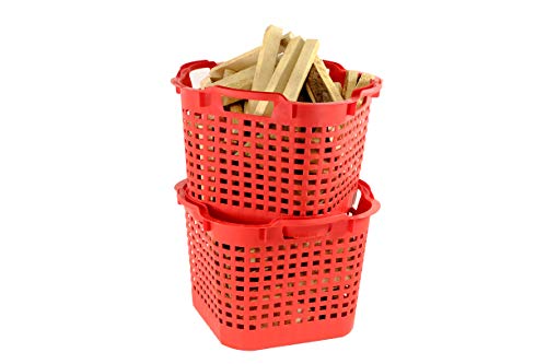 GreenLife Kaminholzkorb Brennholzkorb 25L 10 St. rot Made in Germany, robust, stapelbar, langlebiger Kunststoff von GreenLife