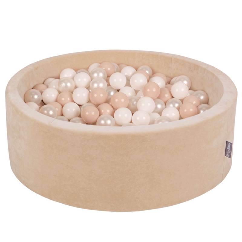 Kiddy Moon Rund Bällebad Velvet ∅ 7 Cm Sandbeige Pastellbeige Weiß Perle 90x30cm B-Ware von Unbekannt