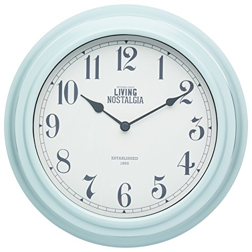 KitchenCraft Analoge Wanduhr, Küchenuhr, Runde Uhr für den Innenbereich, Living Nostalgia Design Collection, Blau, 25,5 cm, 1 Uhr von KitchenCraft