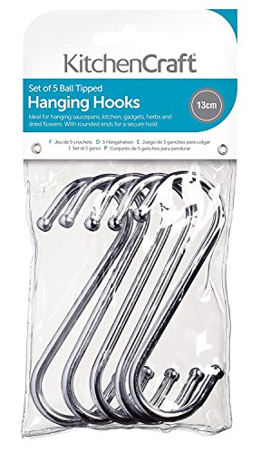 KitchenCraft S Haken, Verchromt, Legierter Stahl, Extra Groß (13 cm), 5er Pack, Farbe: Silber, mit kugelförmigen Enden KitchenCraft S Haken, Verchromt, Legierter Stahl, Extra Groß (13 cm), 5er Pack, Farbe: Silber, mit kugelförmigen Enden von KitchenCraft