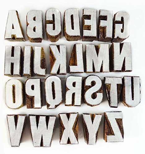 Knitwit Alphabet Text Holz Stempel Block Handdruck Blucke Textil Stempel Indien Sehnte von Knitwit