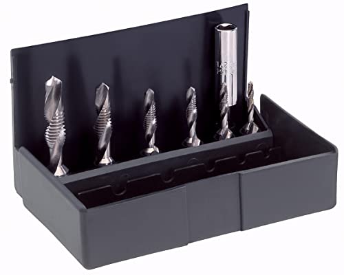 VÖLKEL HSS G Kombi-Bit-Satz | M3 – M10 | Metrisches ISO-Gewinde DIN 13 | Kernlochbohrer Set | Durchgangsgewinde | Gewindebohren in einem Arbeitsgang ohne Werkzeugwechsel von Völkel