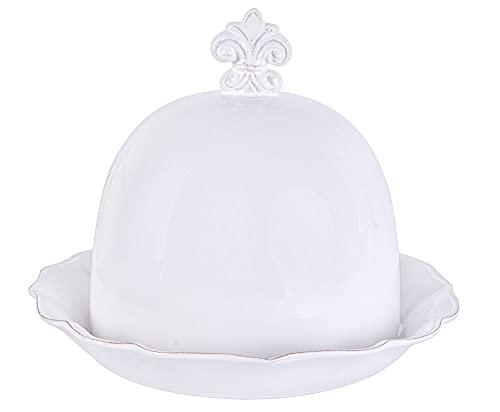 Kuchenplatte Porzellan Haube Kuchenglocke Weiss Käseglocke Shabby Chic cw144 Palazzo Exclusiv von PALAZZO INT