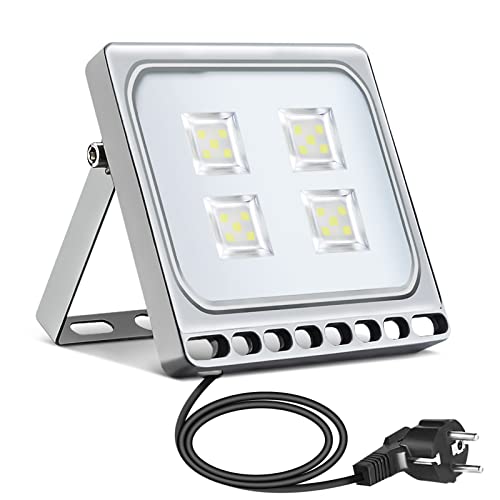 20W LED Flutlicht Flutlichtstrahler Strahler Scheinwerfer, LED Fluter Baustrahler mit Stecker Wasserdicht IP65, Kaltweiß 6000K, Ideale Wandleuchte Außenbeleuchtung für Garten, Garage, Hotel von papasbox