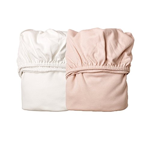Leander 2er-Pack Laken Spannbetttücher Babywiege, Farbe: 1x Soft pink + 1x weiß von Leander