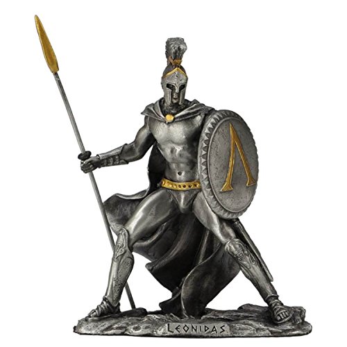 Leonidas mit Schild und Speer aus Zinn vergoldet von Unbekannt