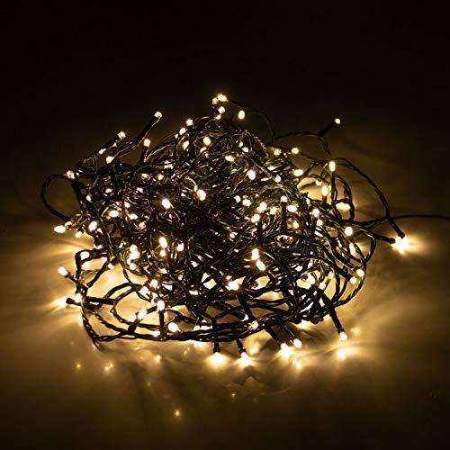 Lichterkette mit 240 LEDs 18m Warmweiß IP44 Weihnachtsbeleuchtung Innen und Außen Garten Deko Gesamtlänge ca. 21m von Multistore 2002