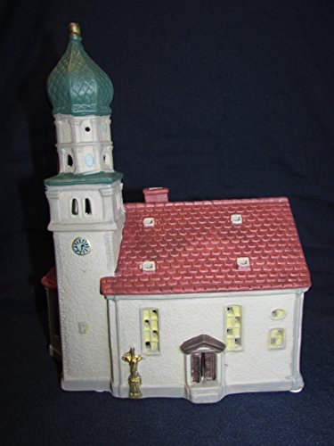 Lichthaus, Lichtkirche aus Porzellan, Handbemalt, Windlichthaus, Kirche von Waserburg am Bodensee mit Schnee von Unbekannt