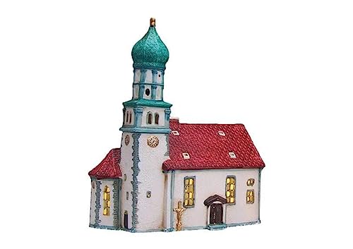 Lichthaus, Lichtkirche aus Porzellan, Handbemalt, Windlichthaus, Kirche von Waserburg am Bodensee mit Schnee von Unbekannt