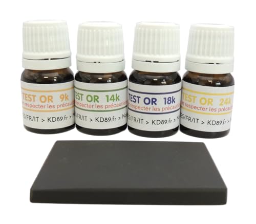 Limited bietet,: Tester Gold Kit 4 Flaschen 9 14 18 24 K Karat Pret A Beschäftigung + Prüfstein 50 x 40 mm natur Test Testen Testing Gold von Unbekannt