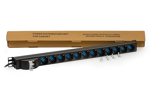 LINK lk10057 Mehrfachsteckdose senkrecht A 12 Anschlüsse für Schränke Rack mit LS von LINK