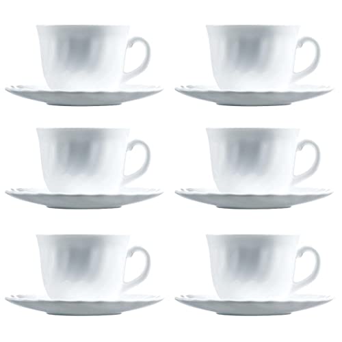 Dajar TRIANON Kaffeeservice weiß, Glas, 6 Stück (1er Pack), 6 von Luminarc