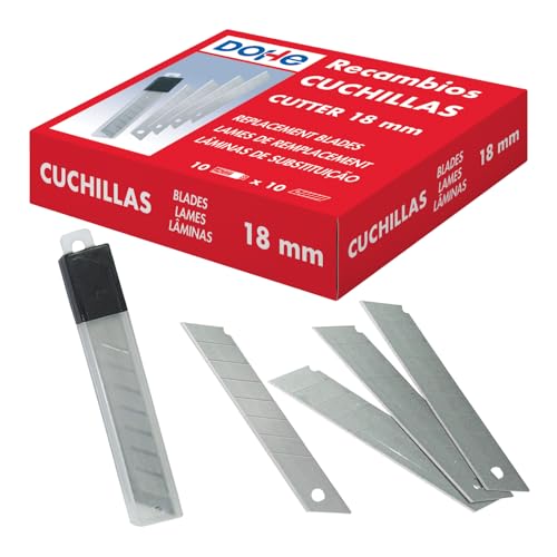 MTL 79276 – Packung mit 100 Klingen für Cutter, 18 mm, mit 10 Hüllen von DOHE