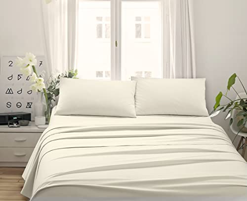 Made in Italy - Capri Komplette Bettwäsche für Einzelbett 3 Stück in Baumwolle – 1 bettlaken + 1 Spannbettlaken + 1 Kissenbezug 50x80 cm (Einzelbett 120, Creme) von Unbekannt
